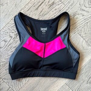 Tapout Women's Black and Pink Sports Bra